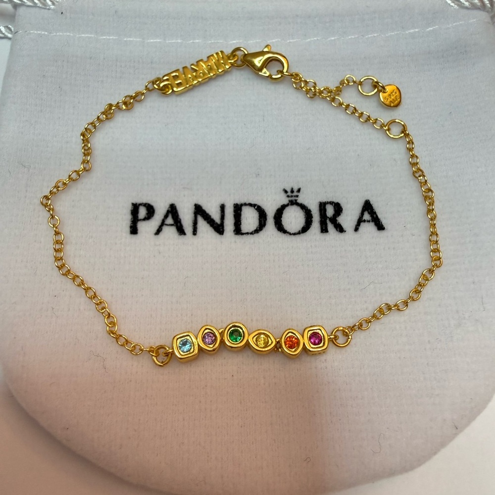 Pandora Marvel The Avengers Infinity Stones Chain Bracelet 6-7 inch
